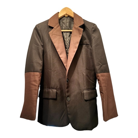 Black-and-Brown Classic Tailored Blazer - Picture 2 of 7